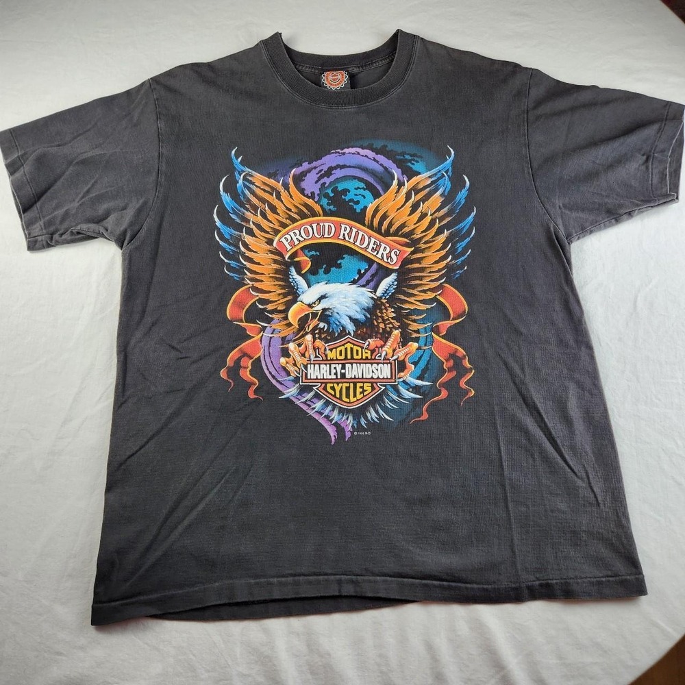 Vintage 1996 Harley Davidson Richardson Tasmania Australia Eagle Shirt Mens L